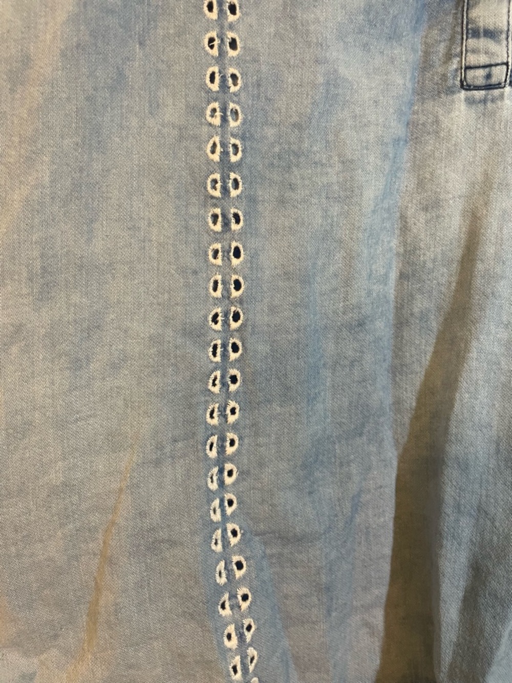Sundance Light Blue Eyelet-Trim Peasant Blouse - Picture 2 of 6